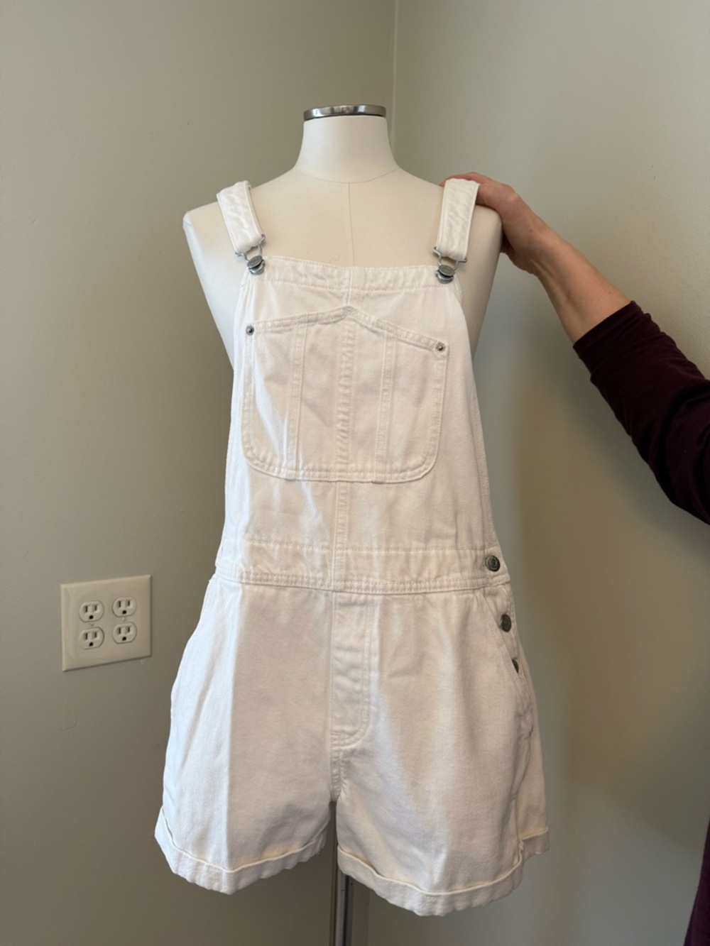 Old Navy White Denim Short Overalls